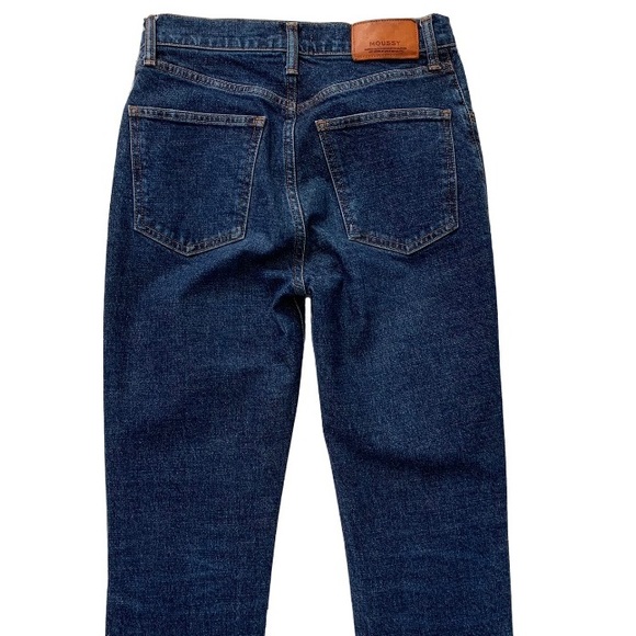 MOUSSY Plain High Rise Slim Straight Jeans in DARK BLUE SIZE 25 - Picture 7 of 11